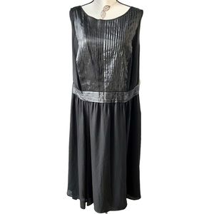 Sejour Black Midi Cocktail Dress Shimmer Bodice sz 22